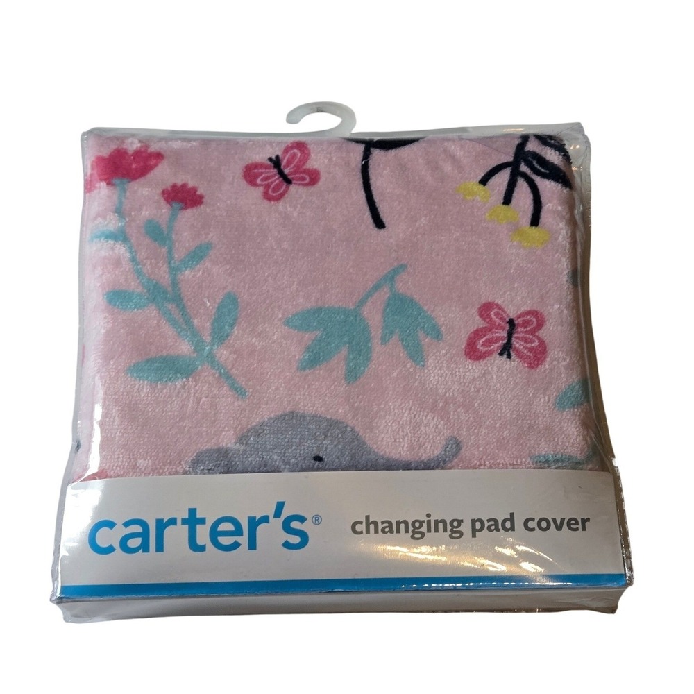 Carter's‎ Elephant Print Changing Pad Cover Pink Floral Baby Nursery 16x32 NIP